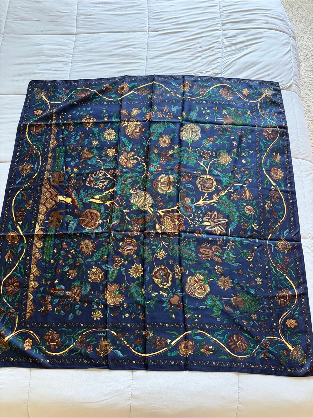 Floral Pattern Navy Scarf